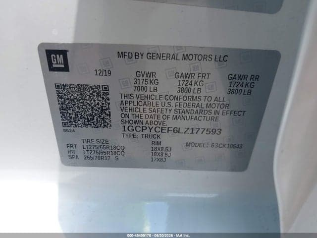 2020 CHEVROLET SILVERADO 1500 4WD SHORT BED CUSTOM TRAIL BOSS 9