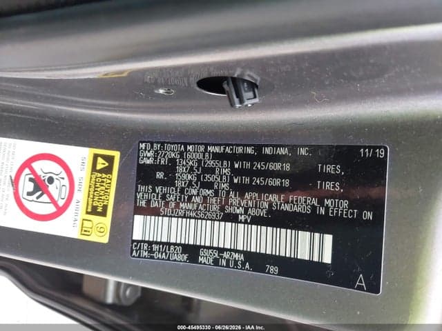2019 TOYOTA HIGHLANDER XLE 9