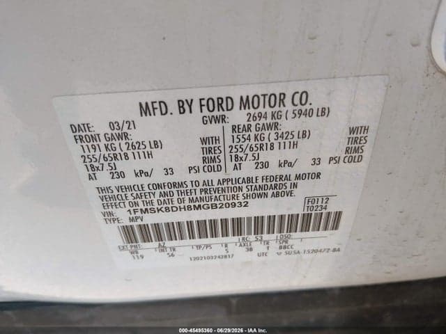 2021 FORD EXPLORER XLT 9