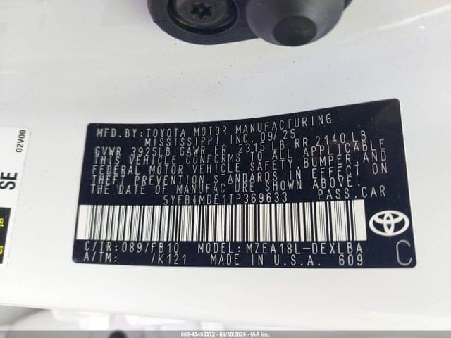 2026 TOYOTA COROLLA LE 9
