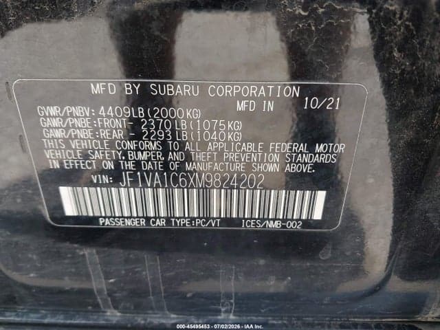 2021 SUBARU WRX PREMIUM 9
