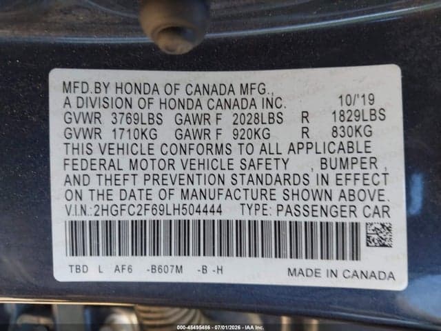 2020 HONDA CIVIC LX 9
