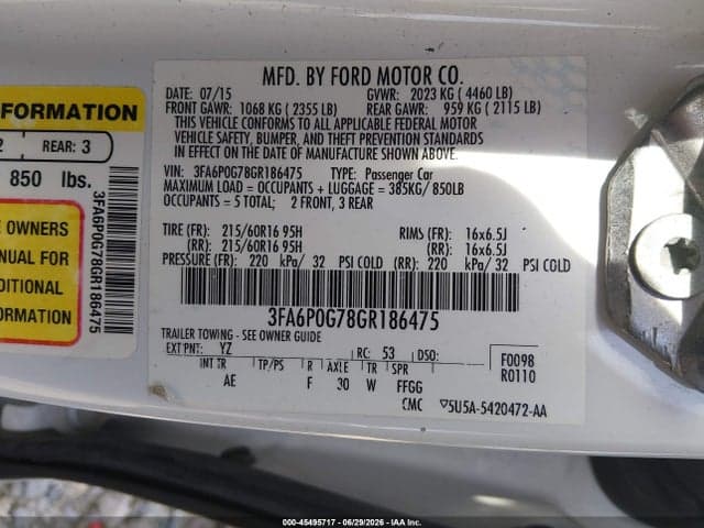2016 FORD FUSION S 9