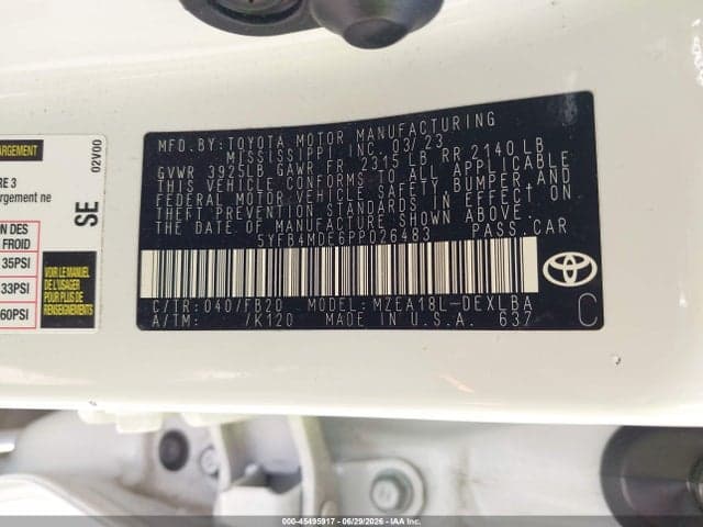 2023 TOYOTA COROLLA LE 8
