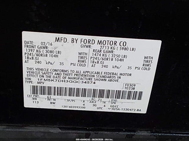 2016 FORD EXPLORER XLT 9