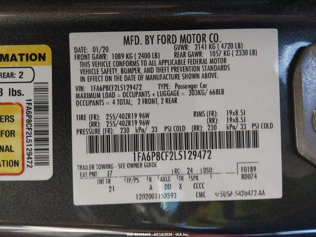 2020 FORD MUSTANG GT FASTBACK 9
