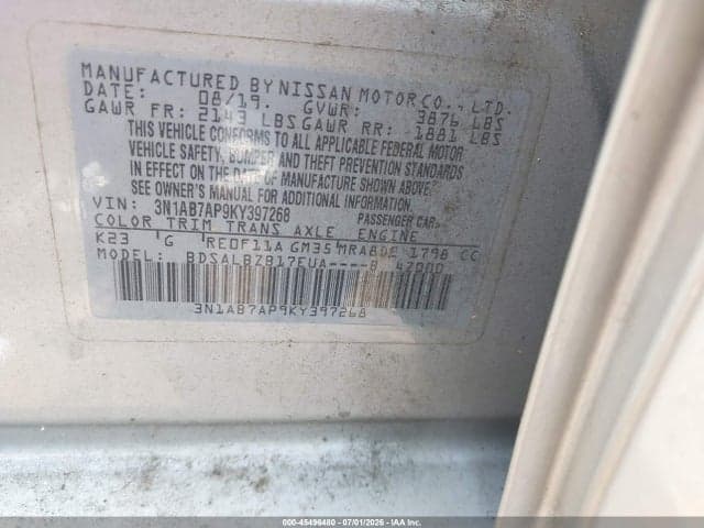 2019 NISSAN SENTRA S 9