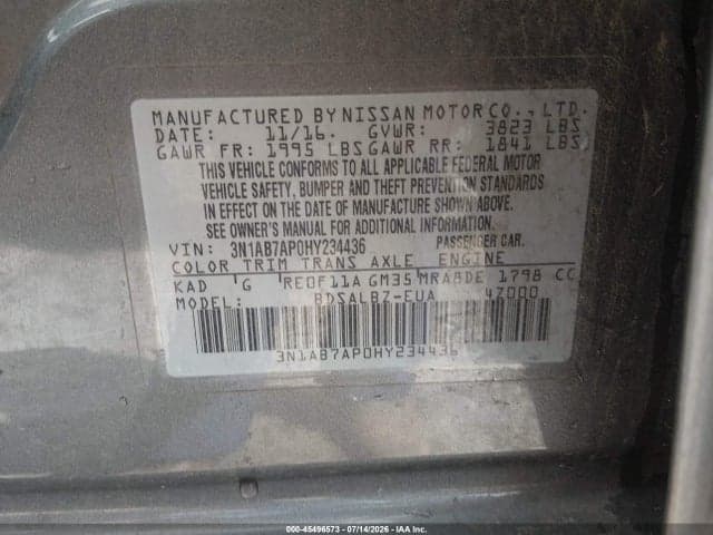 2017 NISSAN SENTRA S 9