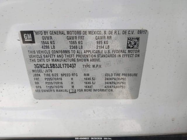 2018 CHEVROLET TRAX LT 9