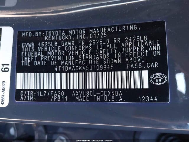2025 TOYOTA CAMRY LE 9