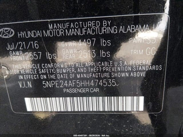 2017 HYUNDAI SONATA 9