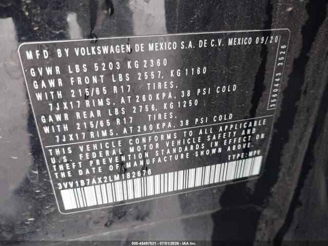 2020 VOLKSWAGEN TIGUAN 2.0T S 9