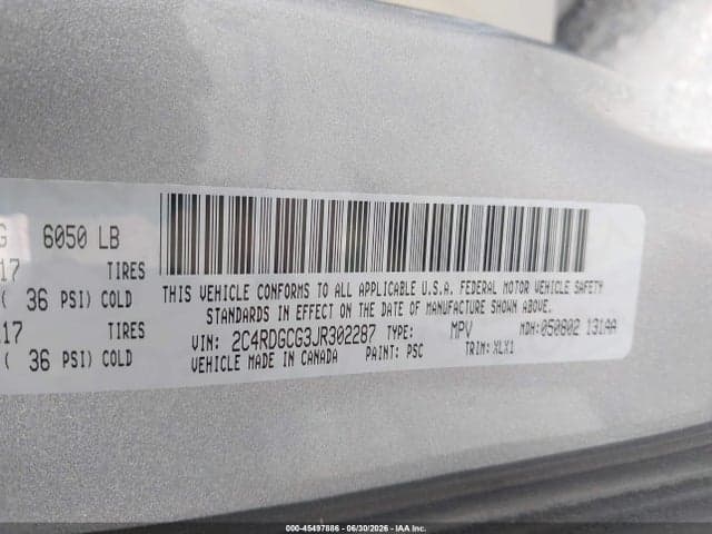 2018 DODGE GRAND CARAVAN SXT 9