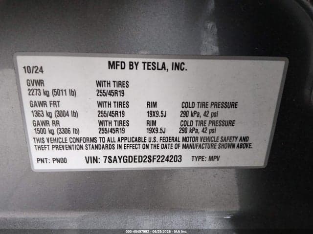 2025 TESLA MODEL Y LONG RANGE DUAL MOTOR REAR-WHEEL DRIVE 9