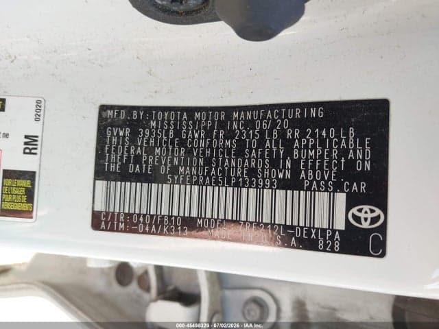 2020 TOYOTA COROLLA LE 9