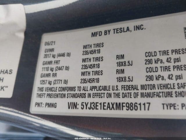 2021 TESLA MODEL 3 STANDARD RANGE PLUS REAR-WHEEL DRIVE 9