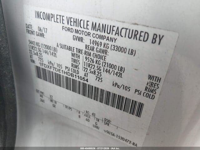 2017 FORD F-750 DIESEL 8