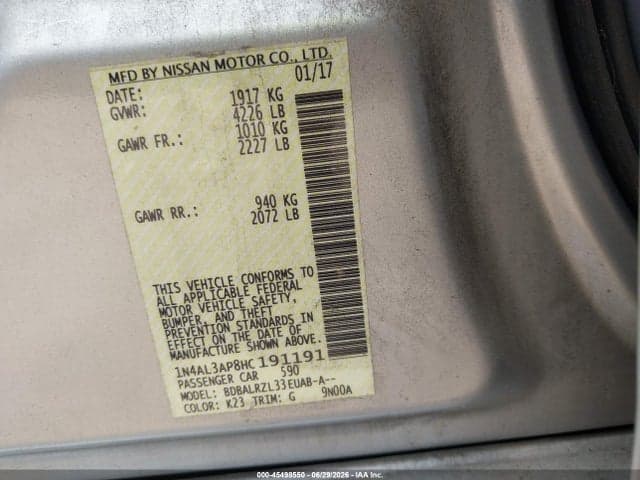 2017 NISSAN ALTIMA 2.5 SL 9