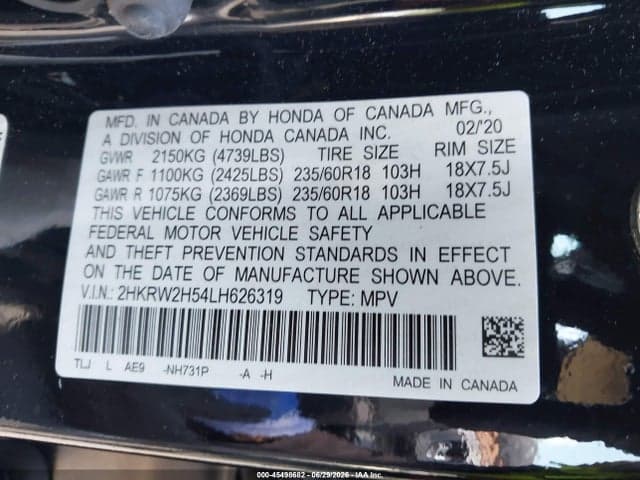 2020 HONDA CR-V AWD EX 9