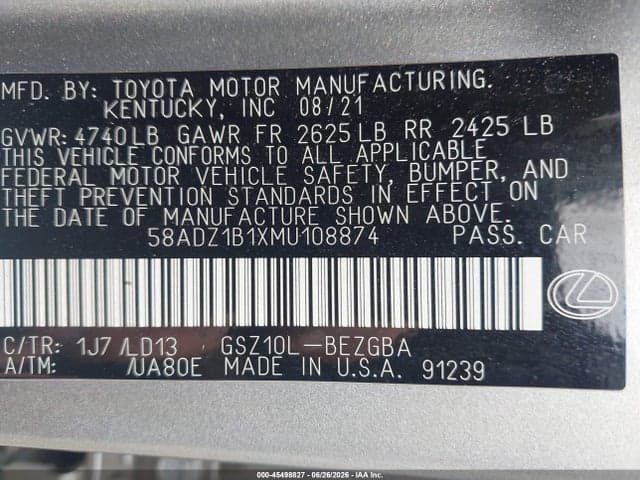 2021 LEXUS ES 350 9