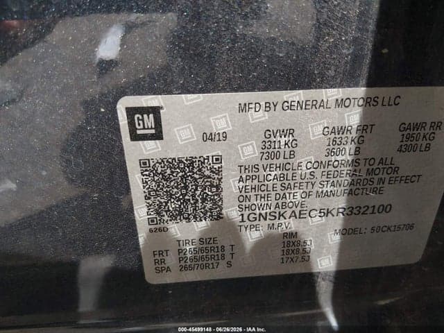 2019 CHEVROLET TAHOE LS 9