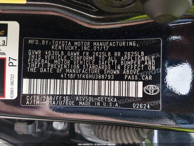 2017 TOYOTA CAMRY SE 9