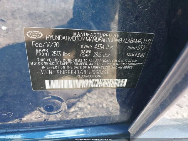 2020 HYUNDAI SONATA SEL 9