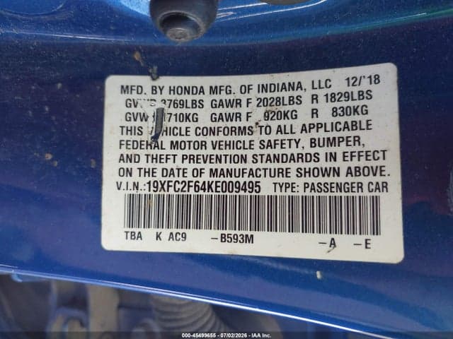 2019 HONDA CIVIC LX 9