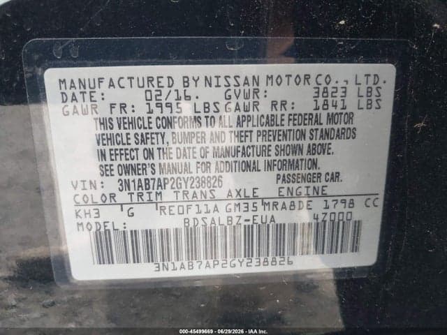 2016 NISSAN SENTRA S 9