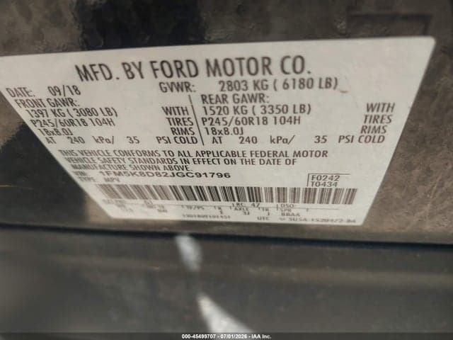 2018 FORD EXPLORER XLT 9