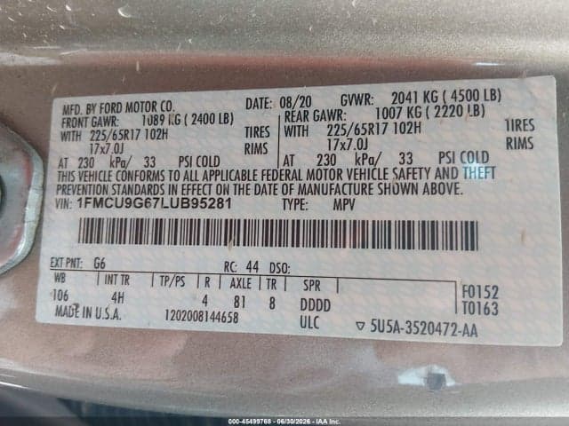 2020 FORD ESCAPE SE 9