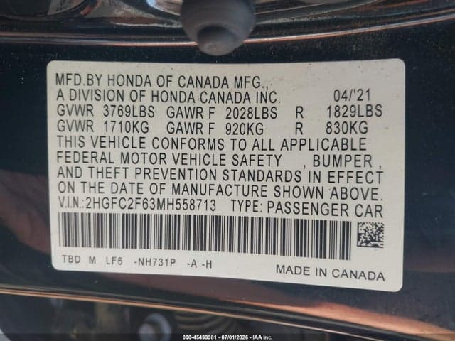2021 HONDA CIVIC LX 9