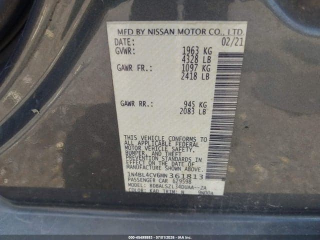 2021 NISSAN ALTIMA SR FWD 9