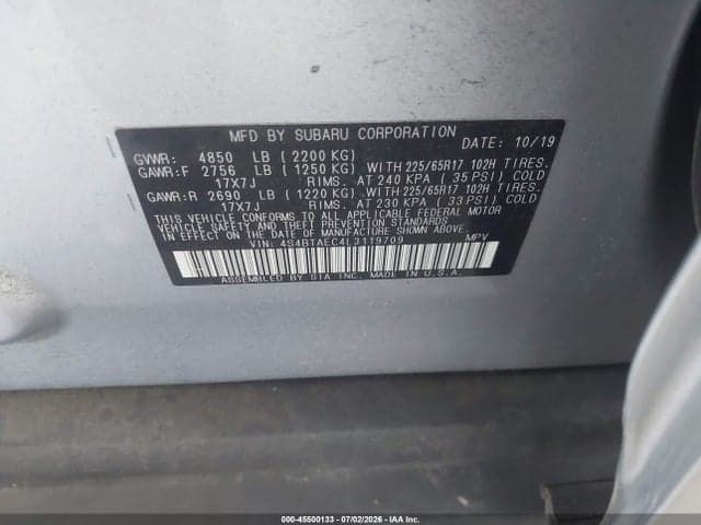 2020 SUBARU OUTBACK PREMIUM 9