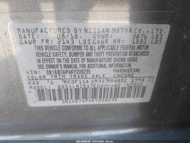 2019 NISSAN SENTRA SR 9