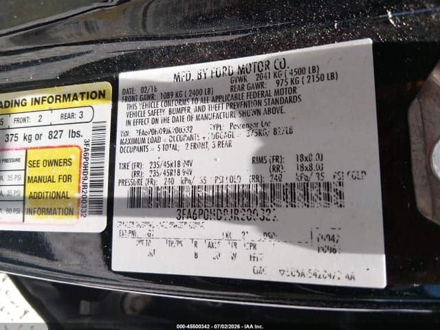 2018 FORD FUSION SE 9