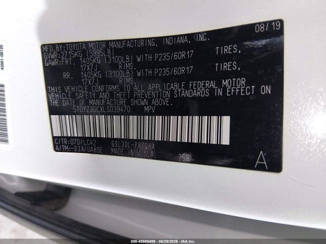 2020 TOYOTA SIENNA XLE PREMIUM 9