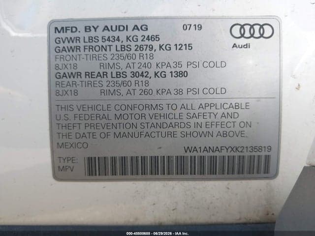 2019 AUDI Q5 45 PREMIUM 9