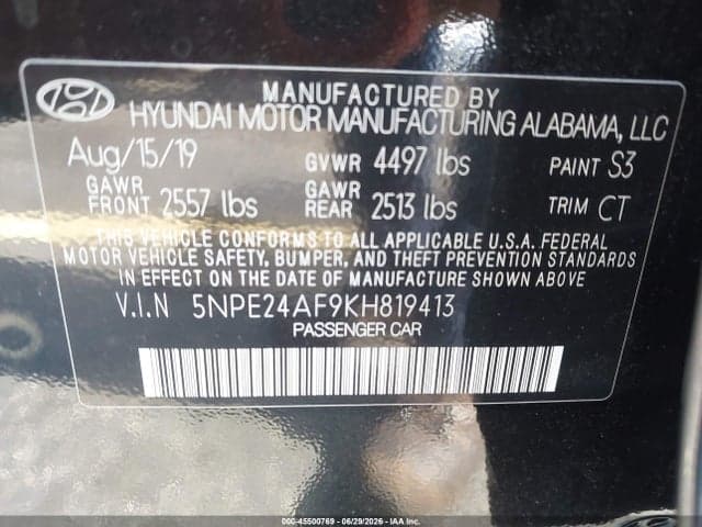 2019 HYUNDAI SONATA SE 9