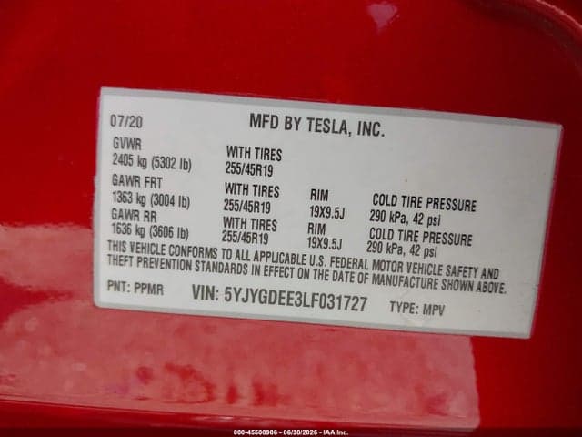 2020 TESLA MODEL Y LONG RANGE DUAL MOTOR ALL-WHEEL DRIVE 9