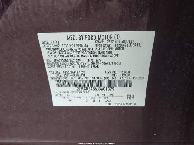 2018 FORD FLEX SEL 9