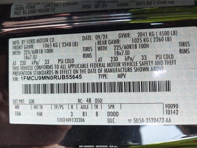 2024 FORD ESCAPE ST-LINE 9