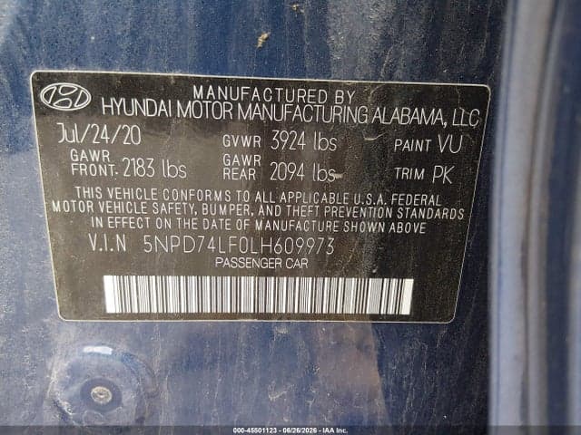 2020 HYUNDAI ELANTRA SE 9