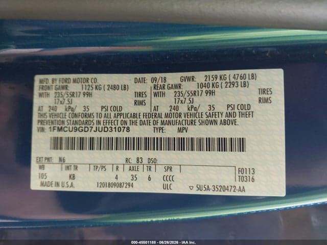 2018 FORD ESCAPE SE 9