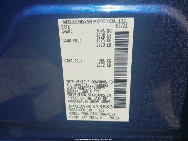 2021 NISSAN LEAF SV 40 KWH 9