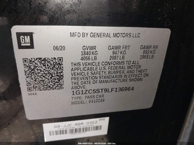2020 CHEVROLET MALIBU FWD 1FL 9