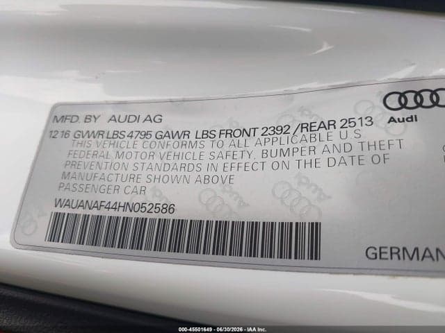 2017 AUDI A4 PREMIUM 9