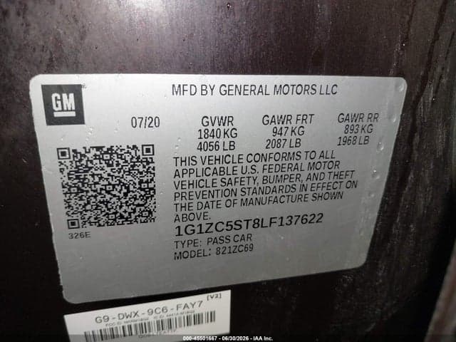 2020 CHEVROLET MALIBU FWD 1FL 9