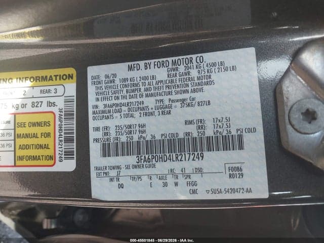 2020 FORD FUSION SE 9