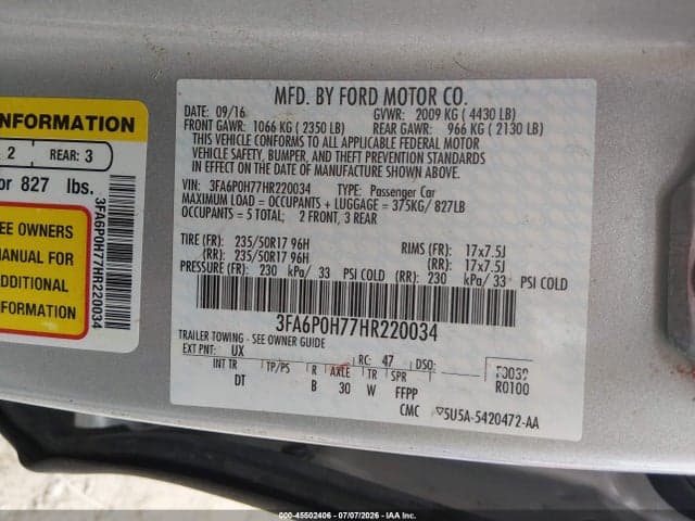 2017 FORD FUSION SE 9